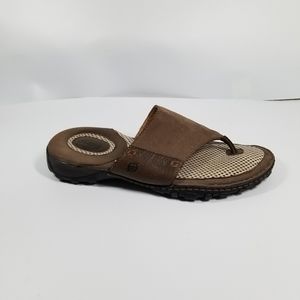 Born Brown Leather Slip On Flip Flop Sandals